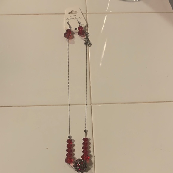 Fashion Jewelry Jewelry - New Fashion Jewelry Red and Silver Necklace Set